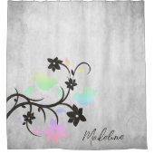 レインボーパステルローバードシャワーカーテン シャワーカーテン (正面)