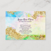 *~*レインボーパステル水彩色+金ゴールドグリッターQR 名刺 (裏面)