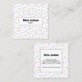 レインボーパステル水玉模様抽象芸術 スクエア名刺 (正面/裏面)