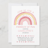 レインボーパステル落書きアートの少女の誕生日 招待状 (正面)