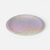 レインボーパステル金ゴールドグリッターファンタジーバースデーパーティー ペーパープレート (アングル)