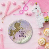 レインボーパステル金ゴールドグリッターユニコーンスターズパーティー ペーパープレート (パーティー)