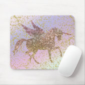 レインボーパステル金ゴールドグリッターユニコーントレンディーガールズ マウスパッド (マウス)
