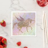 レインボーパステル金ゴールドグリッターユニコーンバースデーパーティー スタンダードカクテルナプキン (インサイチュ)