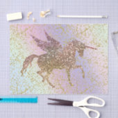 レインボーパステル金ゴールドグリッターユニコーンバースデーパーティー 薄葉紙 (クラフト)