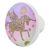 レインボーパステル金ゴールドドットユニコーントレンディーガールズ セラミックノブ (右)