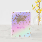 レインボーパステル金ゴールドドットユニコーンバースデーパーティー カード (黄色い花)