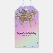 レインボーパステル金ゴールドドットユニコーンバースデーパーティー ギフトタグ (裏面)