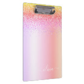 レインボーパステル ガーリー グリッター メタル モノグラム ネーム クリップボード (右)