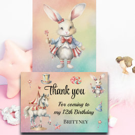 レインボーパステルwアニマルズ12誕生日 サンキューカード