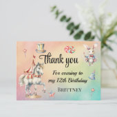 レインボーパステルwアニマルズ12誕生日 サンキューカード (スタンド正面)