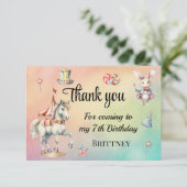 レインボーパステルwアニマルズ7誕生日 サンキューカード (スタンド正面)