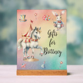 レインボーパステルw動物誕生日ギフト アクリルサイン (ニュートラル)