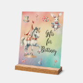 レインボーパステルw動物誕生日ギフト アクリルサイン (傾斜)