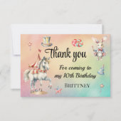 レインボーパステルw動物10誕生日 サンキューカード (正面)