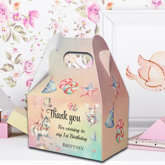 レインボーパステルw動物1st誕生日 フェイバーボックス