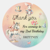 レインボーパステルw動物2nd誕生日パーティー ラウンドシール (正面)