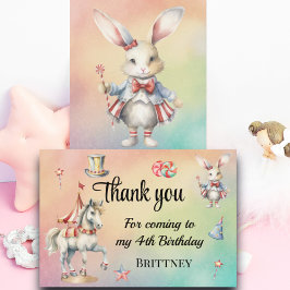 レインボーパステルw動物4th誕生日 サンキューカード