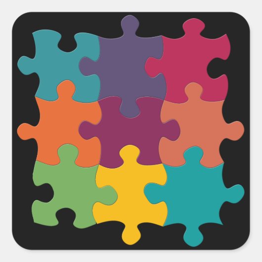 レインボーパズルピース スクエアシール (正面)