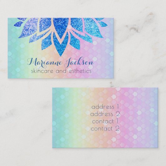 レインボーパターンスキンケアの蓮の花 名刺 (正面/裏面)