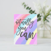 レインボーパターン実際にあなたが前向き引用文 ポストカード (スタンド正面)