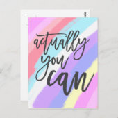 レインボーパターン実際にあなたが前向き引用文 ポストカード (正面/裏面)