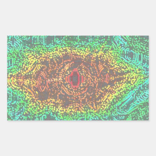 レインボーパターン（の模様が）あるステッカー 長方形シール (正面)