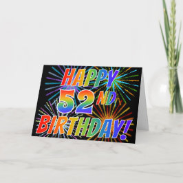 レインボーパターン「HAPPY 52ND誕生日!」+花火 カード