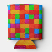 レインボーパッチワークキルトカラーグリッド抽象芸術 缶クーラー (裏面)
