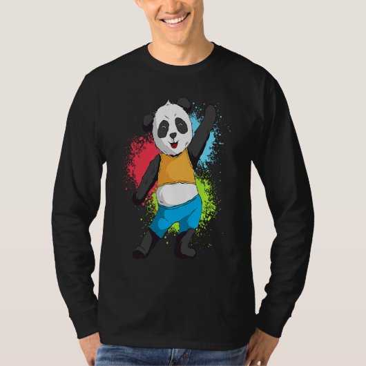 レインボーパンダベア ダンス 熊 色 女子 Tシャツ (正面)