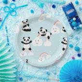 レインボーパンダ紙プレート ペーパープレート (パーティー)