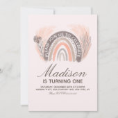 レインボーパンパスドードルボヘミアン素朴誕生日 招待状 (正面)