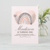 レインボーパンパスドードルボヘミアン素朴誕生日 招待状 (スタンド正面)