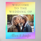 レインボーパーソナライズされたかわいらしフォトの結婚歓迎 ポスター (正面)