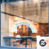 レインボーパーソナライズされたアーチパステルカラーズキッズ ウィンドウサイン (カフェ窓)