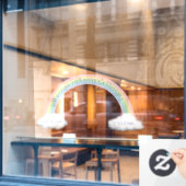 レインボーパーソナライズされたアーチ&ふわふわホワイトクラウド ウィンドウサイン (カフェ窓)