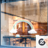 レインボーパーソナライズされたアーチ&ふわふわホワイトクラウド ウィンドウサイン (カフェ窓)