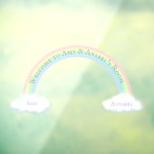 レインボーパーソナライズされたアーチ&ふわふわホワイトクラウド ウィンドウサイン (シート3)