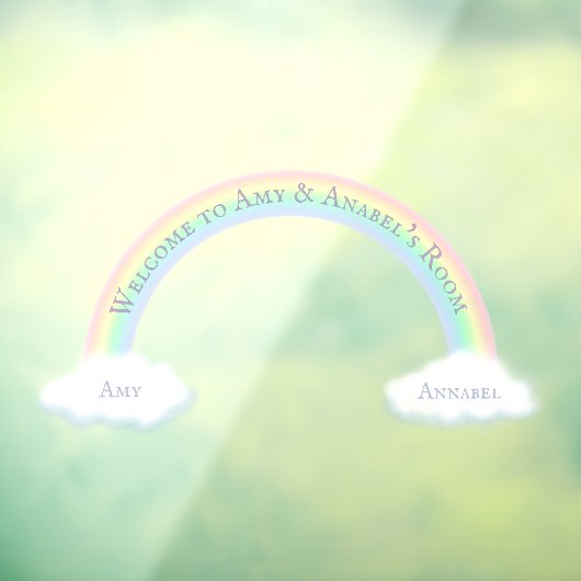 レインボーパーソナライズされたアーチ&ふわふわホワイトクラウド ウィンドウサイン (シート3)