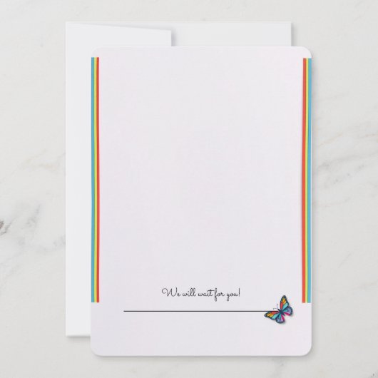 レインボーパーソナライズされたウェーブズ誕生日カード 招待状 (裏面)