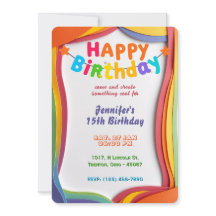 レインボーパーソナライズされたウェーブズ誕生日カード