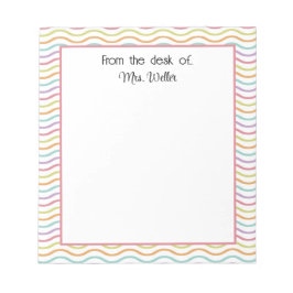 レインボーパーソナライズされたウェーブラインの机… ノートパッド