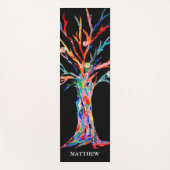 レインボーパーソナライズされたカラフルツリーブラック ヨガマット (正面)