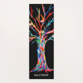 レインボーパーソナライズされたカラフルツリーブラック ヨガマット (裏面)