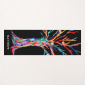 レインボーパーソナライズされたカラフルツリーブラック ヨガマット (正面(横))