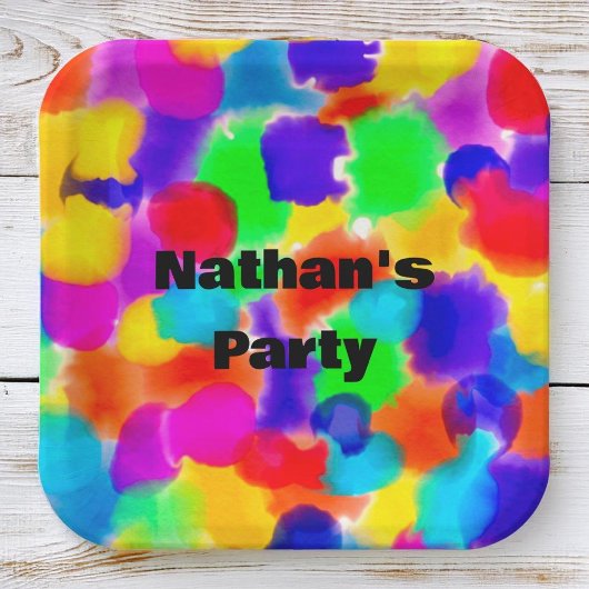 レインボーパーソナライズされたカラーのスプラッシュ ペーパープレート