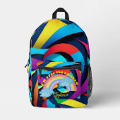 レインボーパーソナライズされたカラーストライプのバックパック プリントバックパック (正面)