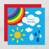 レインボーパーソナライズされたキッド誕生日招待状 (正面/裏面)