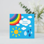 レインボーパーソナライズされたキッド誕生日招待状 (スタンド正面)