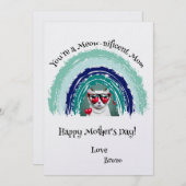 レインボーパーソナライズされたキャットフォトマザーズデイカード 招待状 (正面/裏面)